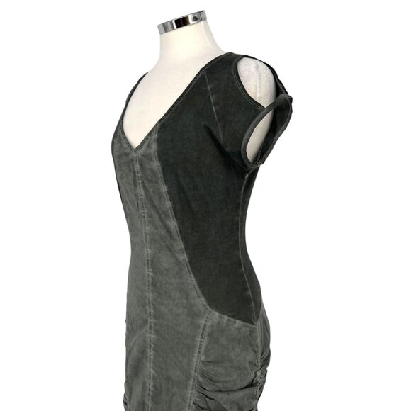 XCVI Gray Ruched V-Neck Short Sleeve Dress Size Small - Picture 5 of 11